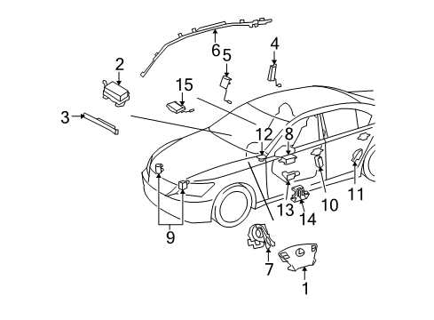 2010 Lexus LS460 Air Bag Components Sensor, Side Air Bag Diagram for 89831-33020