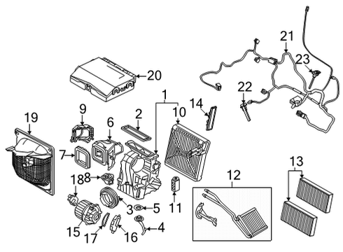 2022 BMW M235i xDrive Gran Coupe A/C Evaporator & Heater Components Blower Unit Diagram for 64119297752