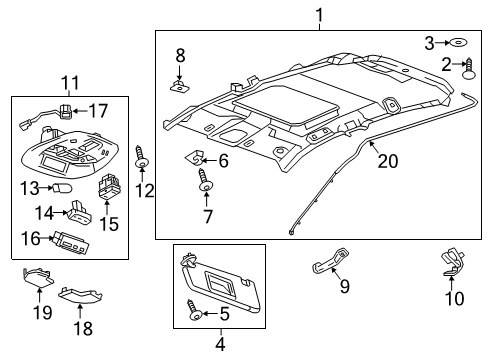 2019 Chevrolet Spark Interior Trim - Roof Dome Lamp Assembly Diagram for 42712935