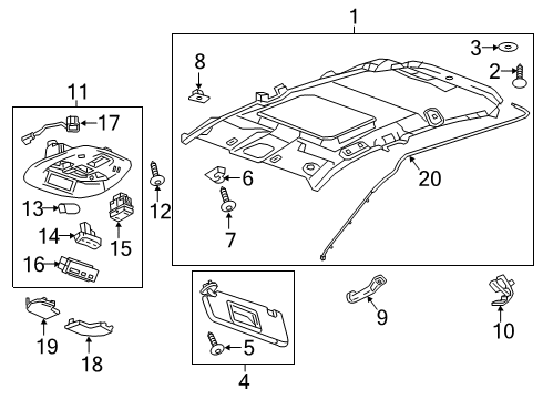 2017 Chevrolet Spark Interior Trim - Roof Air Bag Lamp Diagram for 13422817