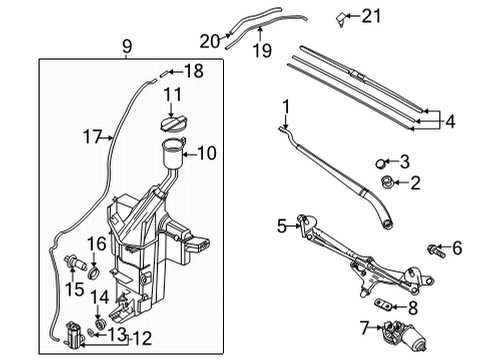 2022 Kia K5 Wiper & Washer Components Windshield Wiper Arm Assembly Diagram for 98311L2200