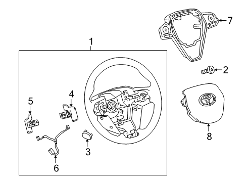 2021 Toyota Camry Steering Column & Wheel, Steering Gear & Linkage Switch Assembly Diagram for 84250-06A60