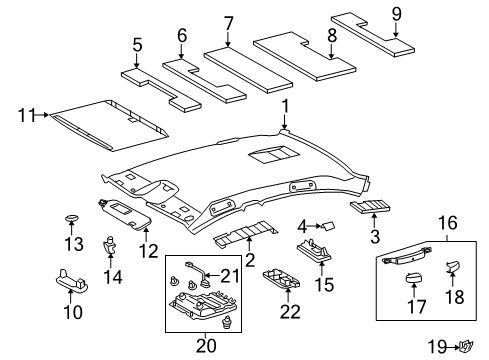 2009 Lexus GS450h Interior Trim - Roof Lamp Assy, Map Diagram for 81260-30C01-A0