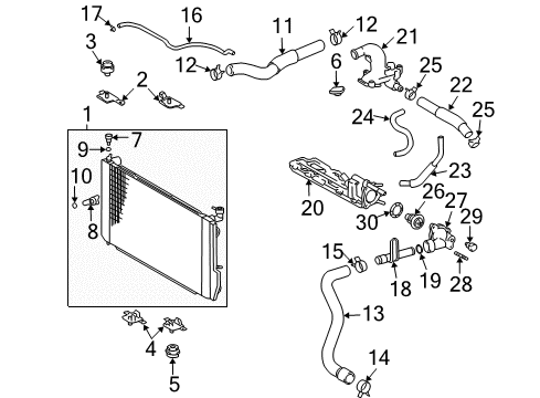 2005 Lexus RX330 Radiator & Components, Water Pump, Cooling Fan Hose, Water By-Pass, NO.3 Diagram for 16267-20040