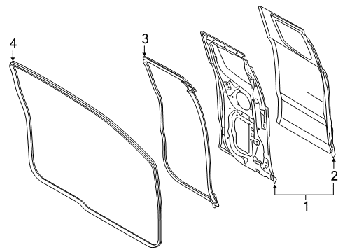 2019 Ford Ranger Rear Door Door Weatherstrip Diagram for AB3Z-2125324-D