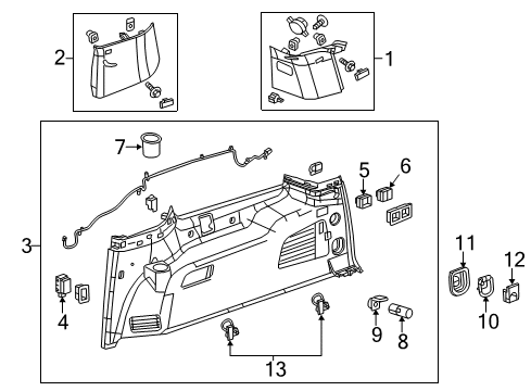 2016 Chevrolet Suburban Interior Trim - Quarter Panels Upper Pillar Trim Diagram for 23260129