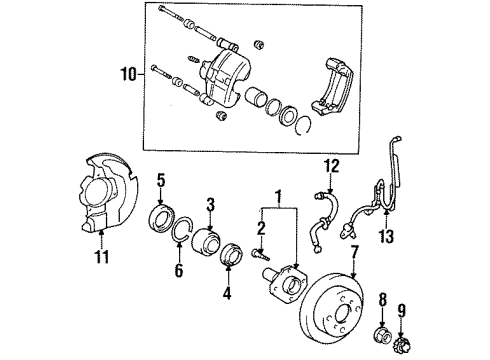 1995 Toyota Tercel Anti-Lock Brakes Computer Assy, Skid Control Diagram for 89540-16070