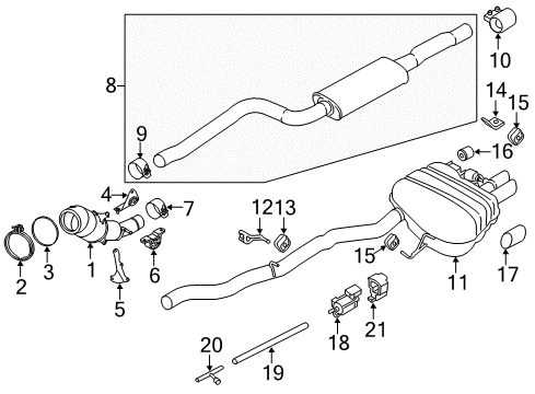 2014 BMW 528i xDrive Exhaust Components Rear Exhaust Flap Muffler Diagram for 18308624570