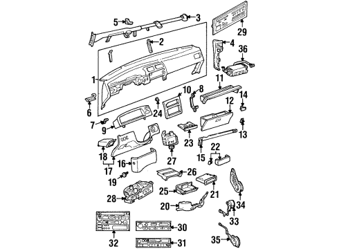 1996 Toyota T100 A/C & Heater Control Units Dash Control Unit Diagram for 55910-35090