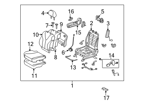 2011 Toyota Venza Passenger Seat Components Seat Frame Diagram for 71110-0T010