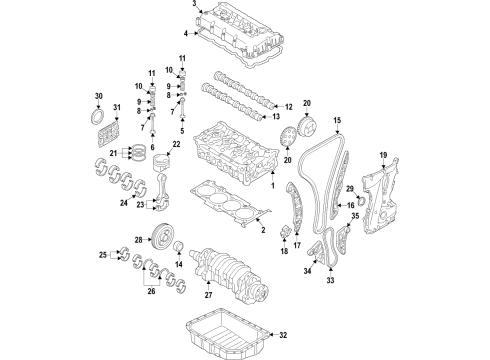 2017 Kia Sportage Engine Parts, Mounts, Cylinder Head & Valves, Camshaft & Timing, Variable Valve Timing, Oil Cooler, Oil Pan, Oil Pump, Balance Shafts, Crankshaft & Bearings, Pistons, Rings & Bearings Cover Assembly-Rocker Diagram for 224102GGA0