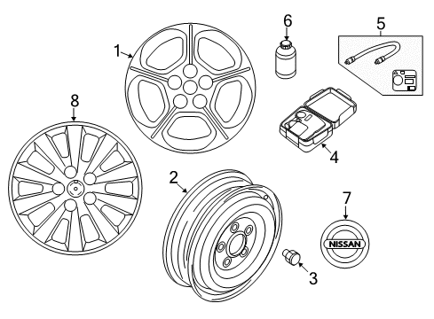 2016 Nissan Leaf Wheels, Covers & Trim Wheels-Center Cap Diagram for 40342-4RA4A