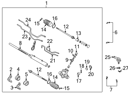 2003 Kia Rio Steering Column & Wheel, Steering Gear & Linkage Joint-Ball Outer Diagram for MDX5032280