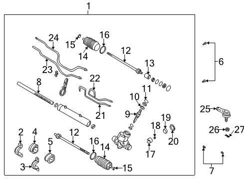 2003 Kia Rio Steering Column & Wheel, Steering Gear & Linkage Nut Diagram for K999241201