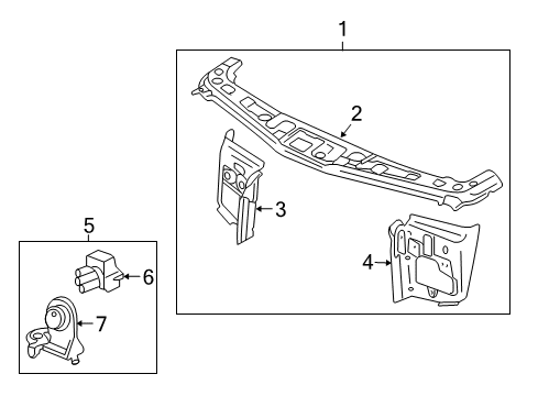 2007 Saturn Vue Radiator Support Panel, Front Compartment Front Diagram for 15860280