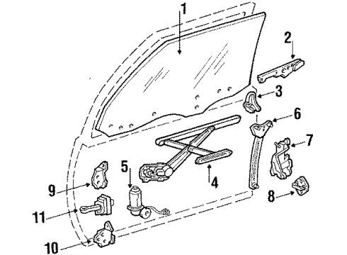 1984 Toyota Celica Glass - Door Regulator Diagram for 69820-14140