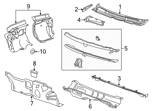 2016 Cadillac XTS Cowl Cowl Grille Diagram for 20951755