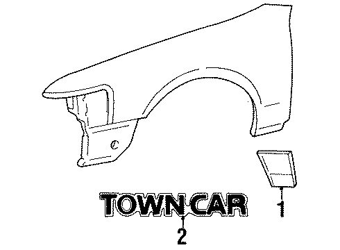 1998 Lincoln Town Car Exterior Trim - Fender Body Side Molding Diagram for 6W1Z-16036-APTM