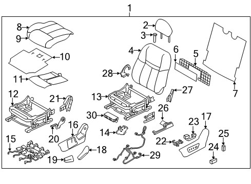 2020 Nissan Rogue Driver Seat Components Pad Assy-Cushion, Front Seat LH Diagram for 89357-7FB8A