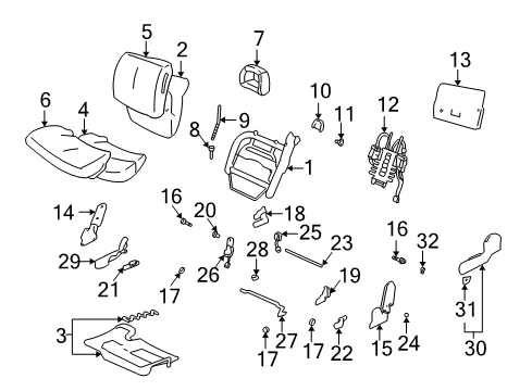 2004 Pontiac Bonneville Power Seats Panel, Passenger Seat Cushion Outer Finish *Gray Diagram for 16817424