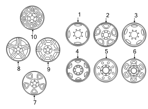 2005 Ford F-350 Super Duty Wheels Wheel, Alloy Diagram for 6C3Z-1007-D