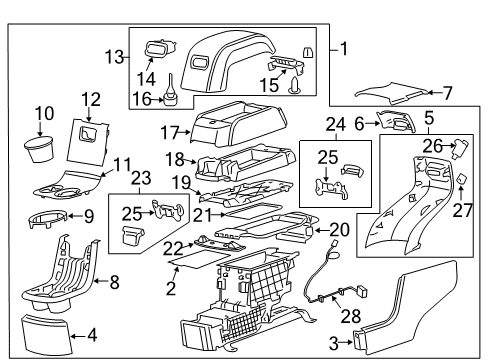 2011 Chevrolet Traverse Rear Console Armrest Diagram for 25988047