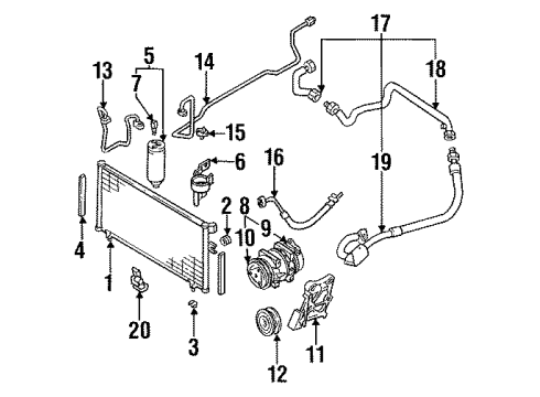 1998 Nissan 240SX A/C Condenser, Compressor & Lines Pipe-Front Cooler, Low Diagram for 92450-81F00