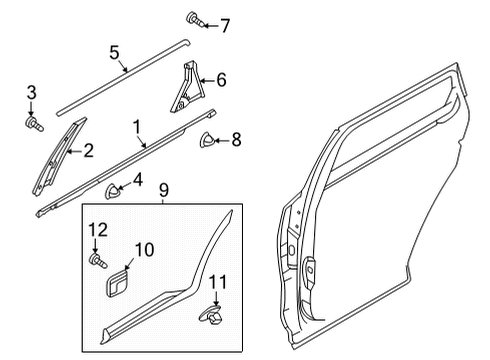 2022 Kia Sorento Exterior Trim - Rear Door GARNISH Assembly-Rr Dr R Diagram for 83270P2000