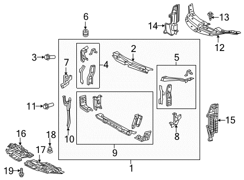 2017 Toyota Camry Radiator Support Upper Support Diagram for 53202-06190