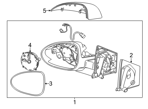 2013 Chevrolet Sonic Mirrors Mirror Asm-Outside Rear View *Service Primer Diagram for 95205472