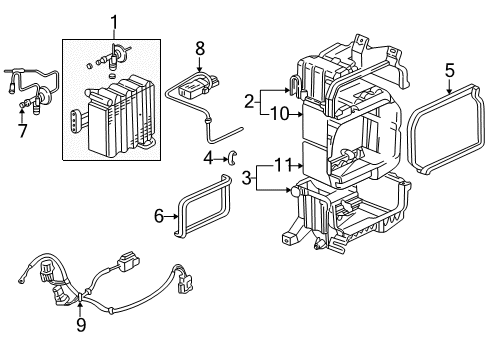 2000 Honda Civic Switches & Sensors Case, Evaporator (Upper) Diagram for 80201-S01-G00