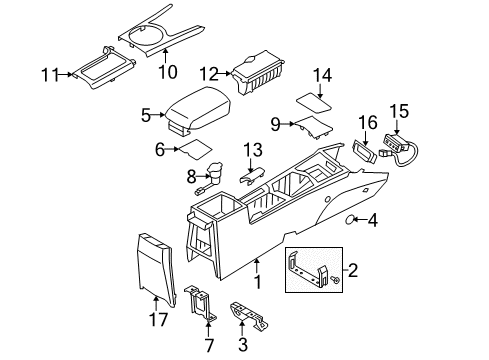 2009 Kia Optima Center Console Cup Holder Assembly Diagram for 846202G410VA