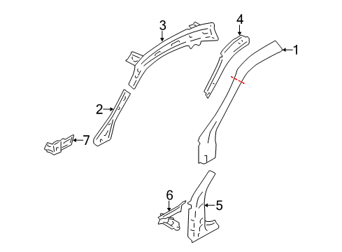 2019 Toyota 86 Hinge Pillar Weatherstrip Pillar Reinforcement Diagram for SU003-01276