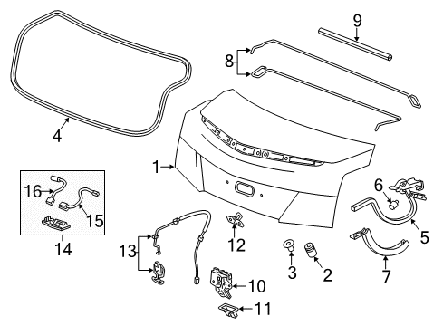 2013 Cadillac ATS Parking Aid Trunk Lid Diagram for 22806598