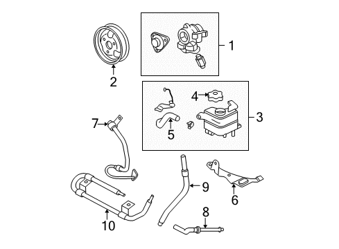 2007 Ford Ranger P/S Pump & Hoses, Steering Gear & Linkage Power Steering Pump Diagram for 7L5Z-3A674-BRM