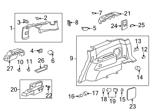 2013 Acura MDX Interior Trim - Quarter Panels Grille, Driver Side Speaker (Gray) Diagram for 84183-STX-A11ZC