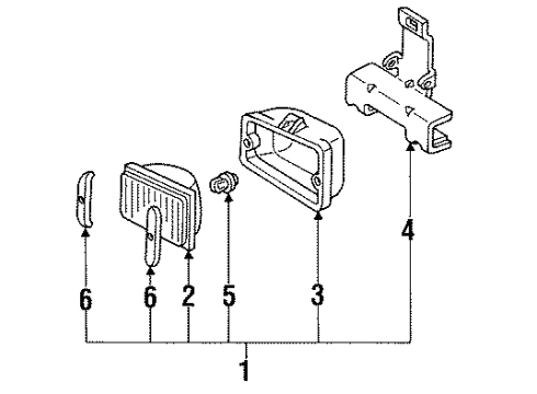 1992 Pontiac Firebird Fog Lamps Lens, W/Housing, Parking & Turn Signal Lamp Diagram for 16513084