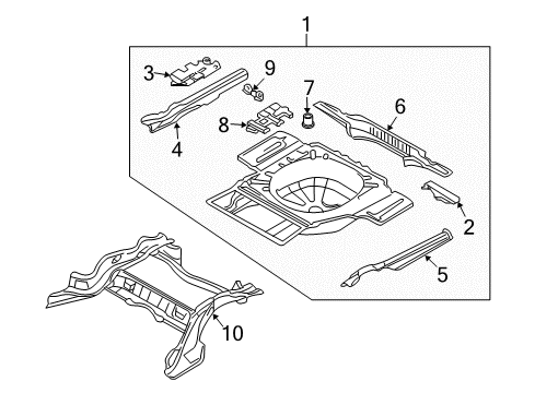 2000 BMW 740i Rear Floor & Rails Cross Member, Trunk Floor Rear Diagram for 41118157550