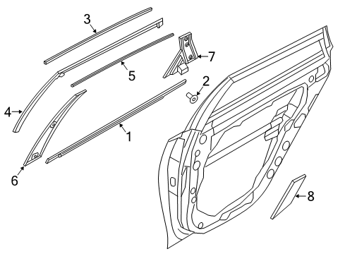 2020 Kia Optima Exterior Trim - Rear Door WEATHERSTRIP Assembly-Rear Door Upper Diagram for 83160D4000