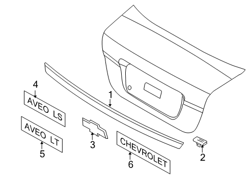 2009 Chevrolet Aveo Exterior Trim - Trunk Lid Handle Diagram for 96649383