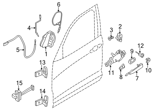 2013 BMW X3 Front Door Right System Latch Diagram for 51217202144