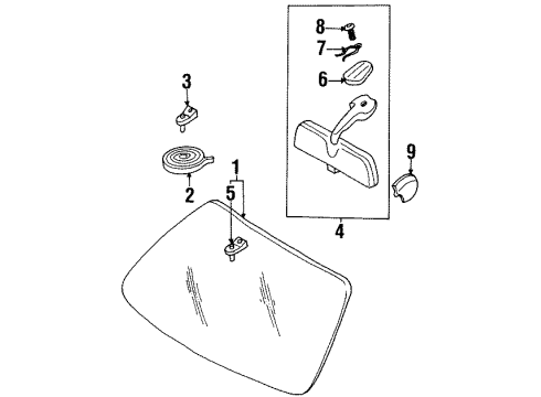 1995 Nissan Altima Windshield Glass Mirror Inside Cover Diagram for 96329-0E001