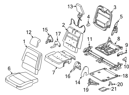 2014 Ford Flex Third Row Seats Headrest Pad Diagram for BU5Z-96611A08-AE