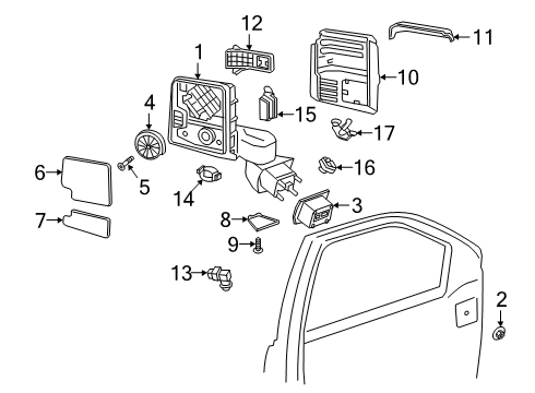 2020 Chevrolet Silverado 1500 Outside Mirrors Mirror Assembly Gasket Diagram for 84706445