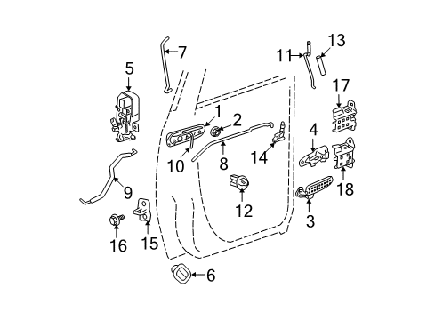 2006 Dodge Ram 1500 Rear Door - Lock & Hardware Link-Rear Door Inside Remote To Diagram for 55276146AC