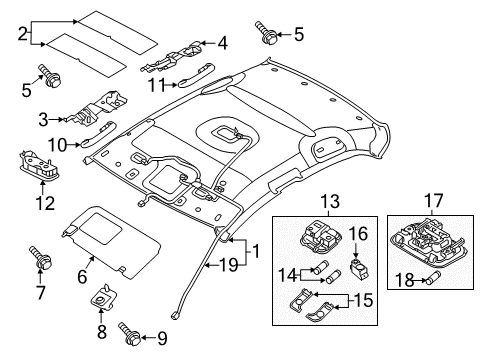 2019 Kia Rio Interior Trim - Roof Lamp Assembly-Vanity, LH Diagram for 928913S000BF3