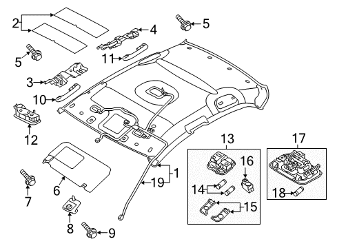 2019 Kia Rio Interior Trim - Roof Lamp Assembly-Room Diagram for 92850C7010BF3