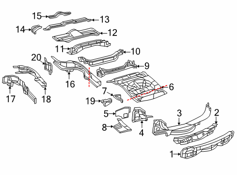 2011 Jeep Grand Cherokee Rear Body - Floor & Rails Pan-Floor Diagram for 68043177AA