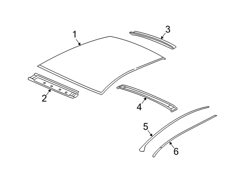 2005 Chevrolet Malibu Roof & Components, Exterior Trim Roof Molding Retainer Strip Diagram for 22732546
