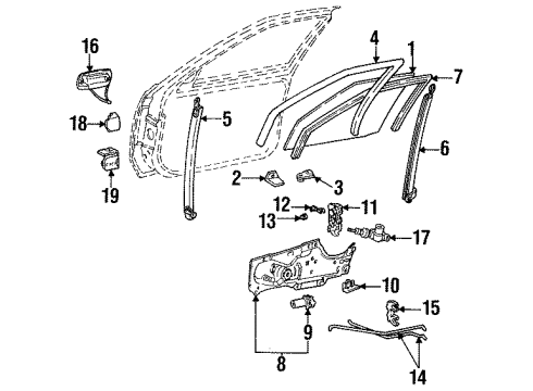 1992 Cadillac Seville Front Door Retainer Asm-Front Side Door Window Rear Channel Lower Diagram for 3538581